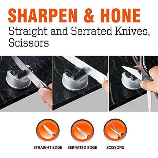 SHARPAL 191H Kitchen Chef Knife Scissors Sharpener for Straight & Serrated - Image 3