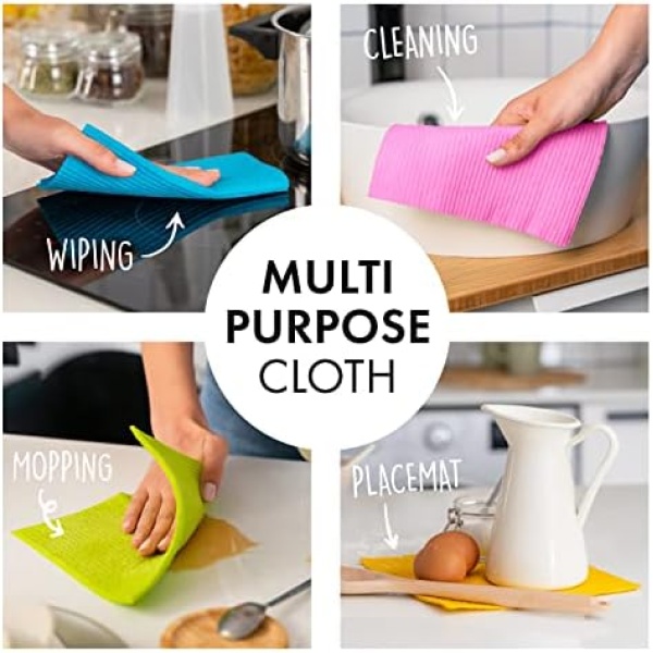 SUPERSCANDI Swedish Dish Clothes 10 Pack of Assorted Colors Reusable Compostable - Image 3