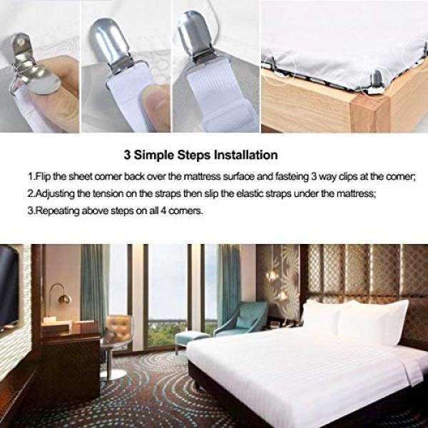 Bed Sheet Holders Straps Fasteners - 4 Pcs Triangle Sheet Fasteners Fitted Flat - Image 7