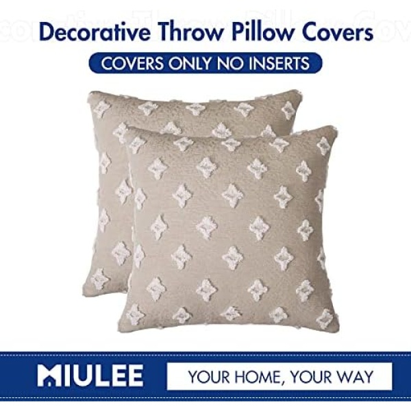 MIULEE Set of 2 Decorative Throw Pillow Covers Rhombic Jacquard Pillowcase Soft - Image 6