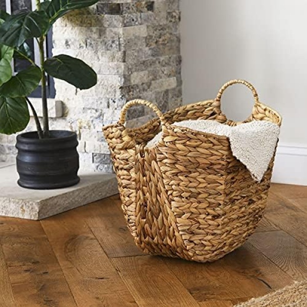 Household Essentials ML-4002 Tall Water Hyacinth Wicker Basket - Image 7