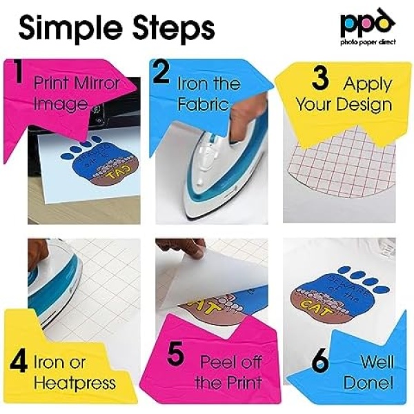 PPD Inkjet Iron-On Light T Shirt Transfers Paper LTR 8.5x11” Pack of 10 Sheets - Image 3
