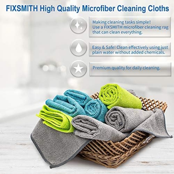 FIXSMITH Microfiber Cleaning Cloth - Pack of 8, Size: 12 x 16 in, - Image 2