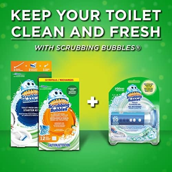Scrubbing Bubbles Fresh Brush Toilet Bowl Cleaning Flushable Refills, Citrus - Image 8