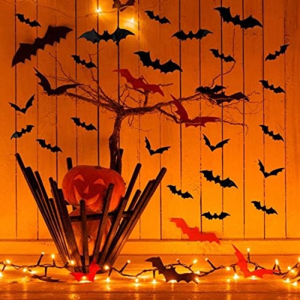 DIYASY Bats Wall Decor,120 Pcs 3D Bat Halloween Decoration Stickers for Home - Image 6