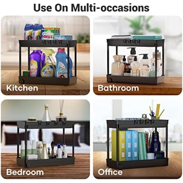 Cicilyna 2 Pack Under Sink Organizer, 2 Tier Bathroom Cabinet Organizers - Image 5