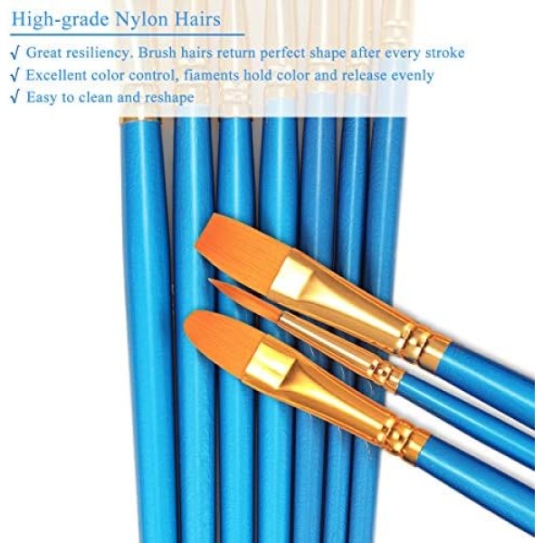 BOSOBO Paint Brushes Set, 2 Pack 20 Pcs Round Pointed Tip Paintbrushes Nylon - Image 4