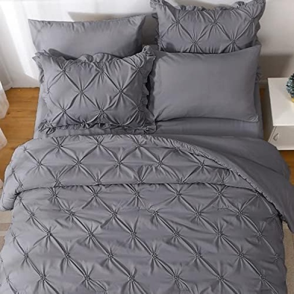 JOLLYVOGUE Queen Comforter Sets 7 Pieces, Dark Grey Bed in a Bag Comforter Set - Image 3