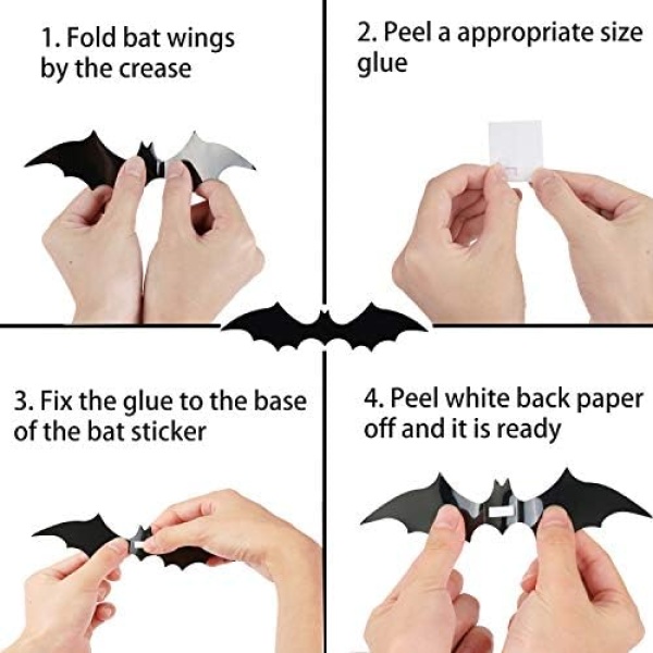 DIYASY Bats Wall Decor,120 Pcs 3D Bat Halloween Decoration Stickers for Home - Image 5