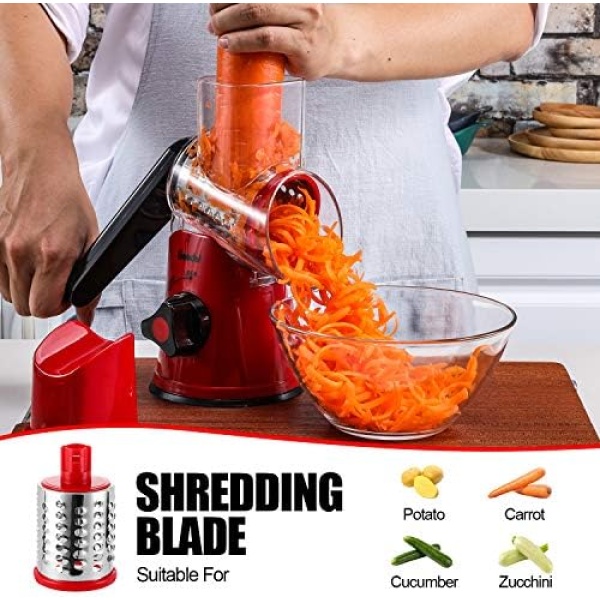 Geedel Kitchen Cheese Grater, Rotary Mandoline Vegetable Slicer - Image 4