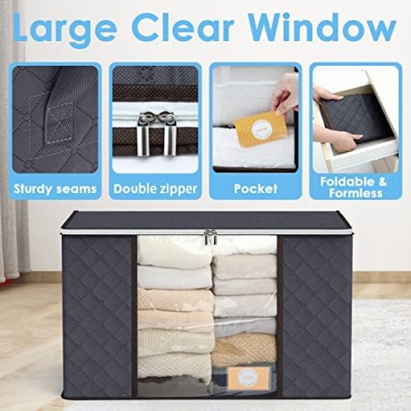 Large Clothes Storage Bags, 𝟗𝟎𝐋 6Pack Foldable Closet Organizers and Storage - Image 4