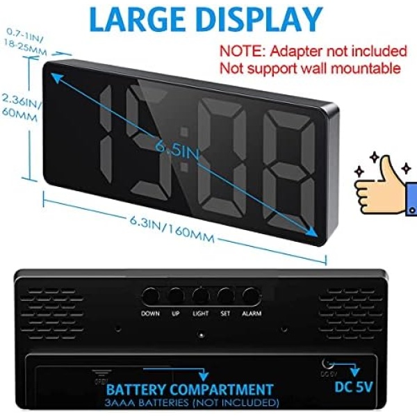 AMIR Digital Alarm Clock, LED Clock for Bedroom, Electronic Desktop Clock - Image 2