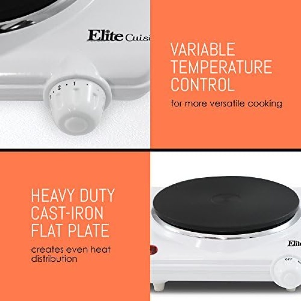 Elite Gourmet Countertop Coiled, Electric Hot Burner, Temperature Controls - Image 2