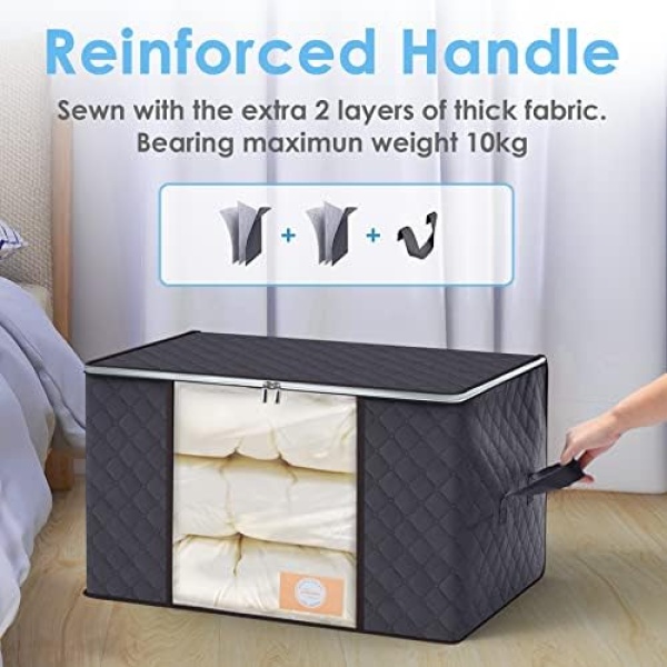 Large Clothes Storage Bags, 𝟗𝟎𝐋 6Pack Foldable Closet Organizers and Storage - Image 5