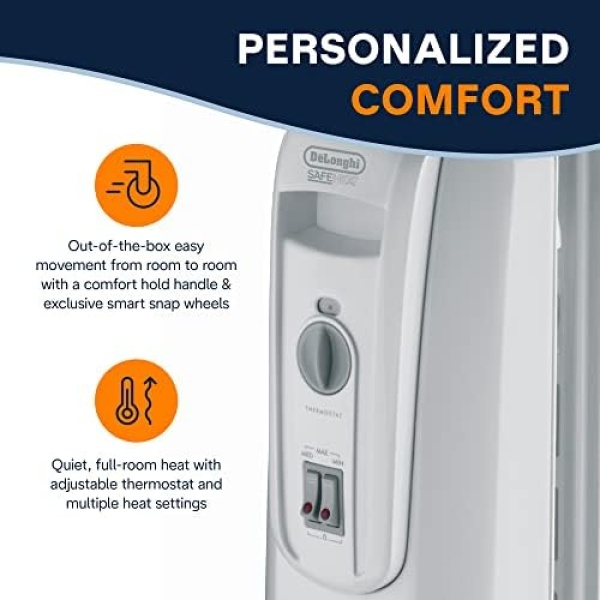 De'Longhi Oil-Filled Radiator Space Heater, Full Room Quiet 1500W, Adjustable - Image 9
