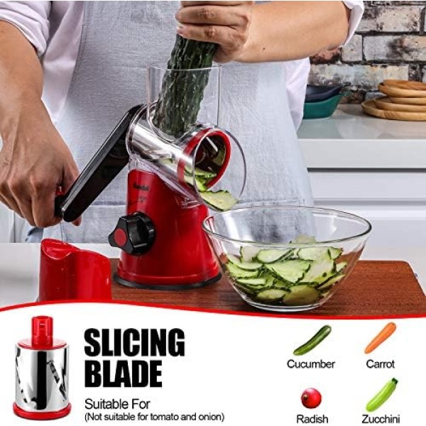 Geedel Kitchen Cheese Grater, Rotary Mandoline Vegetable Slicer - Image 3
