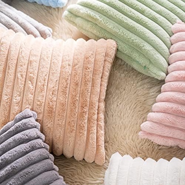 DEELAND Pack of 2,Double-Sided Faux Fur Plush Decorative Throw Pillow Covers - Image 5