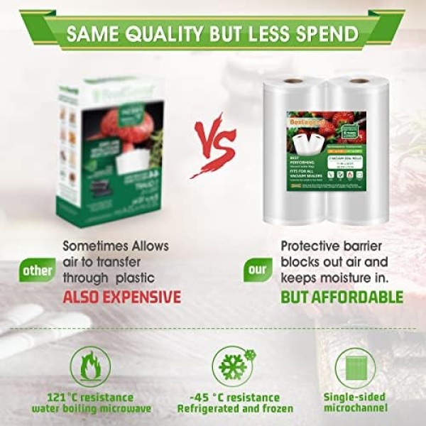 BoxLegend Vacuum Sealer Bags 11''x50' (2 Pack), Food Saver Bags Rolls, Sac Sous - Image 2