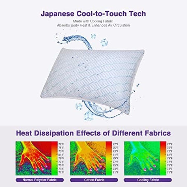 Wishsmile Cooling Shredded Memory Foam Pillows for Sleeping Cool Cold Pillow - Image 2
