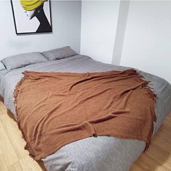 LOMAO Knitted Throw Blanket with Tassels Bubble Textured Lightweight Throws - Image 6