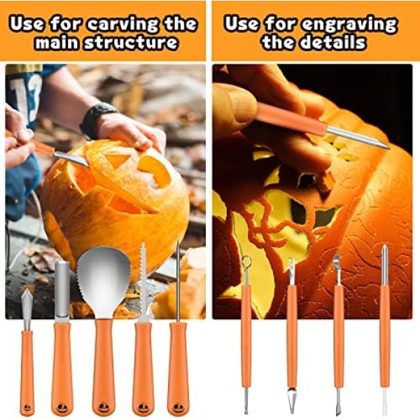 Pumpkin Carving Tools, Halloween 9 Pcs Professional Pumpkin Carving Kit - Image 2