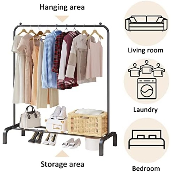 UDEAR Clothing Rack Portable Single Rod Garment Rack Multi-Functional Hanger - Image 7