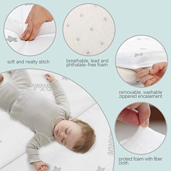 Biloban Trifold Pack N Play Mattress Topper 38" x 26", Playpen Mattress - Image 3