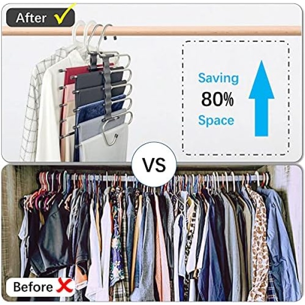 Magic Pants Hangers Space Saving - 2 Pack for Closet Multiple Layers - Image 2