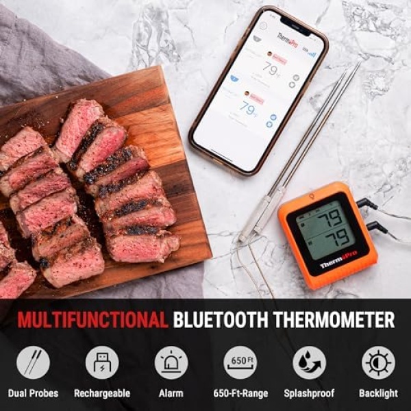 ThermoPro Wireless Meat Thermometer of 650FT, Bluetooth Meat Thermometer - Image 4