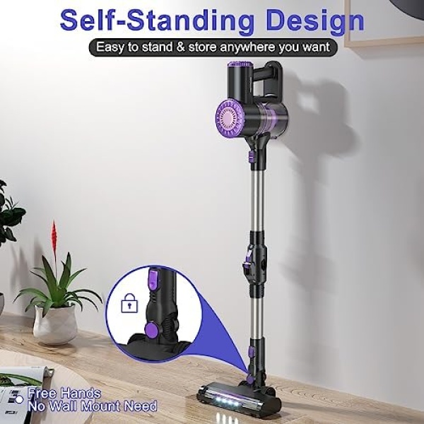 PRETTYCARE Cordless Vacuum Cleaner, 6 in 1 Stick Vacuum with 180° Bendable - Image 4