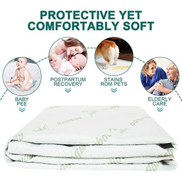 Sasttie Waterproof Mattress Protector Queen, Cooling Bamboo Mattress Cover - Image 6