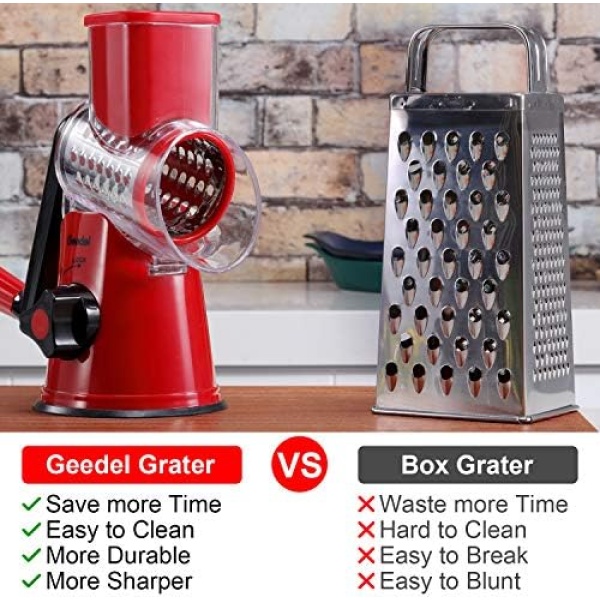 Geedel Kitchen Cheese Grater, Rotary Mandoline Vegetable Slicer - Image 2
