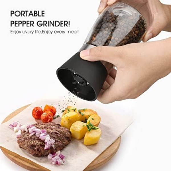 Hotder Pepper Grinder,Salt and Pepper Grinder Set of 2 Glass Bottles - Image 6
