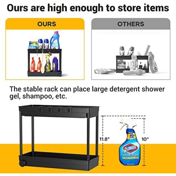 Cicilyna 2 Pack Under Sink Organizer, 2 Tier Bathroom Cabinet Organizers - Image 2