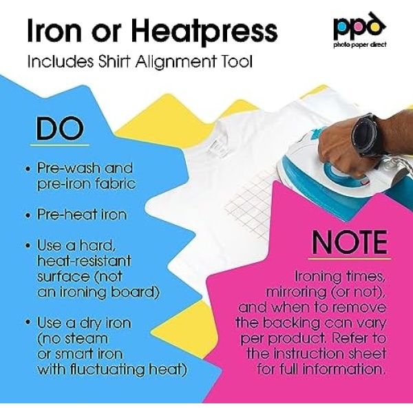 PPD Inkjet Iron-On Light T Shirt Transfers Paper LTR 8.5x11” Pack of 10 Sheets - Image 6