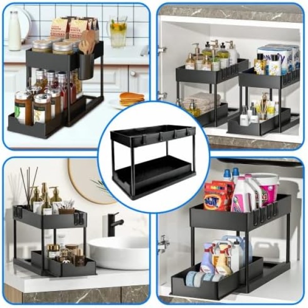 Under Sink Organizer 2 Set - Tomekji Under Sink Storage Plastic Sliding Drawer - Image 6