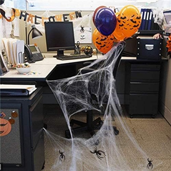 Fake Spider Web [Bonus 40 Spiders] Halloween Party Outdoor Decorations Supplies - Image 5