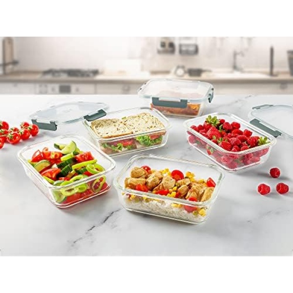Zulay Kitchen 5 Pack Leak-Proof Glass Food Storage Containers - 36 oz Thick - Image 2