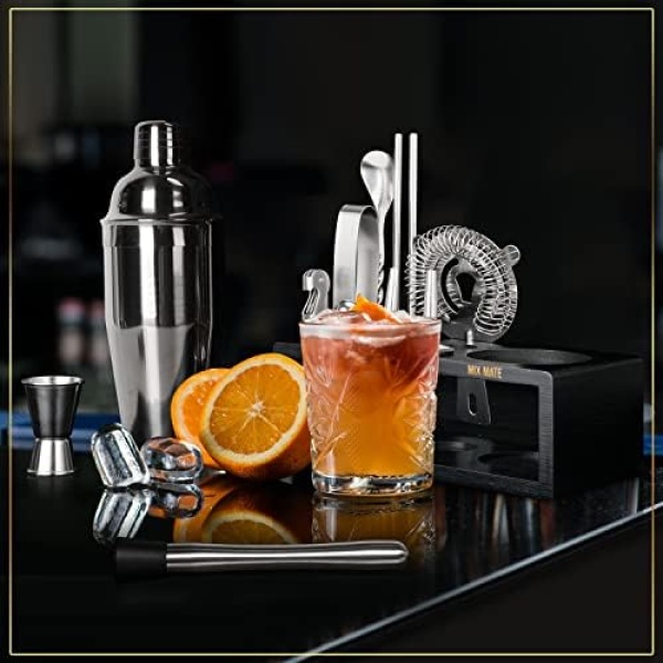 Mixology Bartender Kit with Stand | 15 Piece Bar Tool Set, Silver Bar Set - Image 7