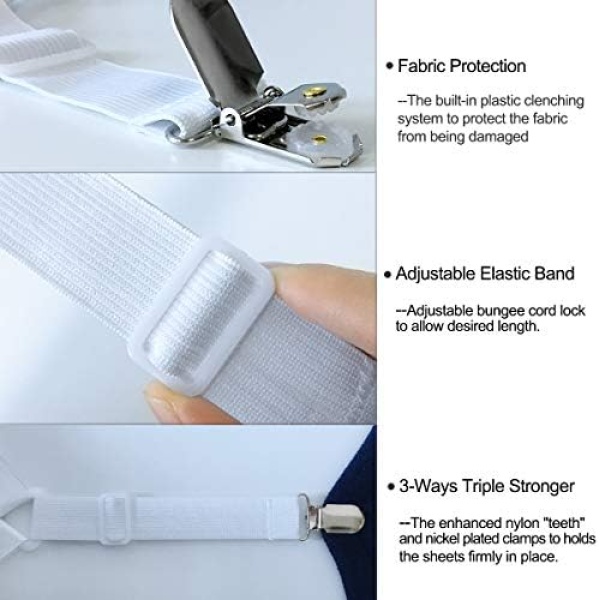 Bed Sheet Holders Straps Fasteners - 4 Pcs Triangle Sheet Fasteners Fitted Flat - Image 4