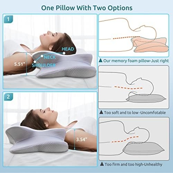 Cervical Pillow for Neck Pain Relief,Contour Memory Foam Pillow for - Image 5