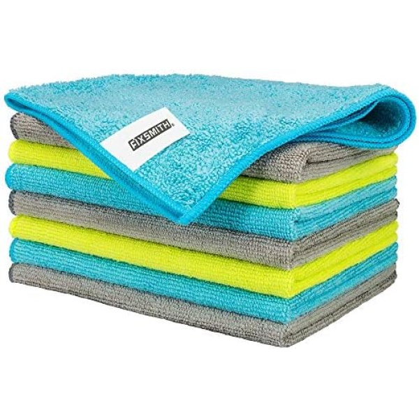 FIXSMITH Microfiber Cleaning Cloth - Pack of 8, Size: 12 x 16 in,