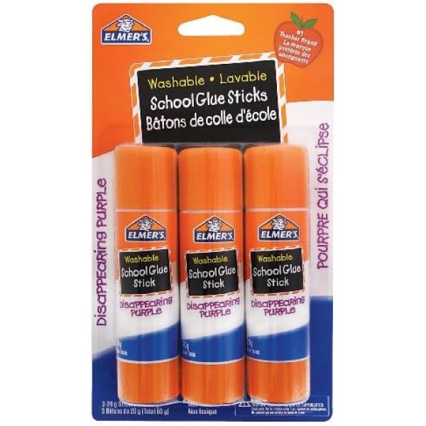 Elmer's Disappearing Purple School Glue Stick, 20G, 0.7-Ounce Each, 3-Pack