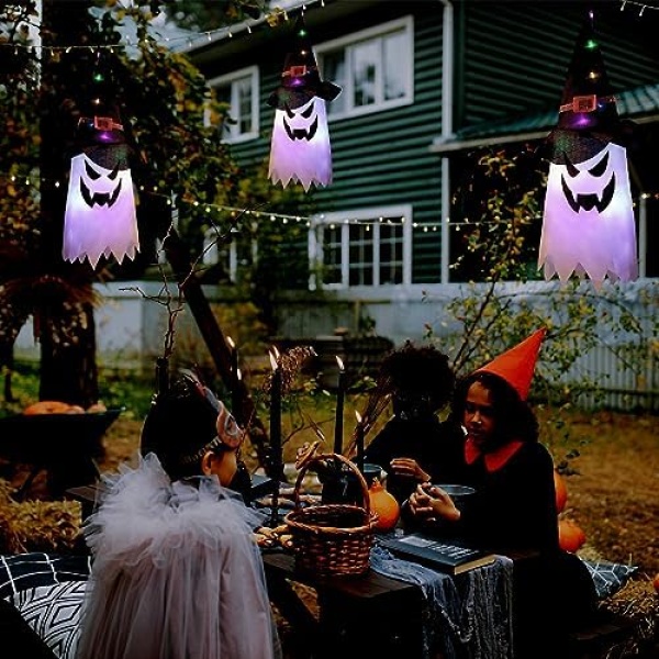 Halloween Decorations Outdoor 3Pcs Large Size Hanging Lighted Glowing Ghost - Image 3