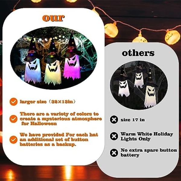 Halloween Decorations Outdoor 3Pcs Large Size Hanging Lighted Glowing Ghost - Image 4
