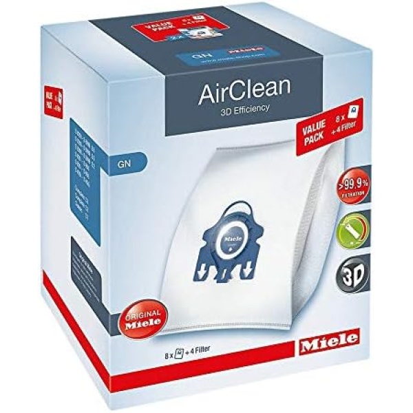 Miele AirClean 3D Efficiency Dust Bag, Type GN, XL Value Pack, 8 Bags