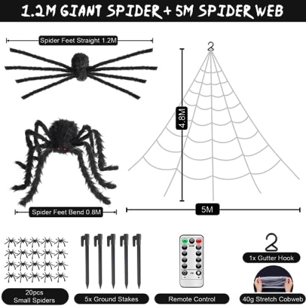 Brighter Spider Webs Halloween Decorations Lights,250 Purple LED Light Up - Image 3