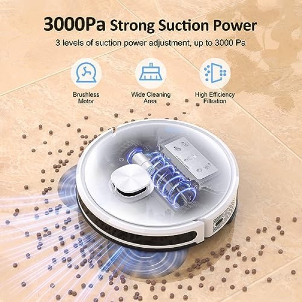 Robot vacuums 3000Pa, Lubluelu 2 in 1 Robot Vacuums and Mop, Lidar Navigation - Image 4