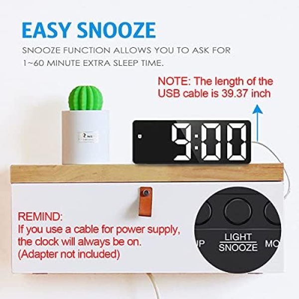 AMIR Digital Alarm Clock, LED Clock for Bedroom, Electronic Desktop Clock - Image 3