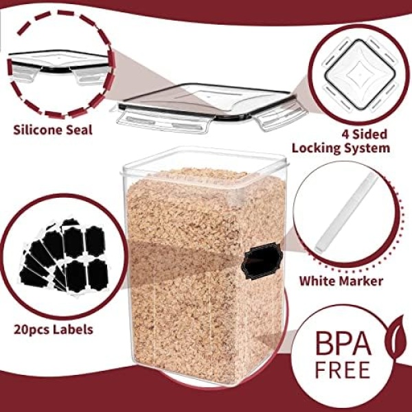 PRAKI Large Airtight Food Storage Containers, 10PCS BPA Free Plastic Cereal - Image 3